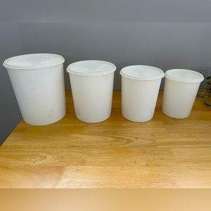 Vintage Tupperware White Cannisters